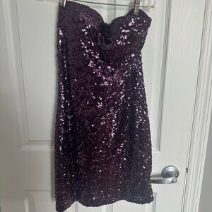 Purple Sequin Mini Dress